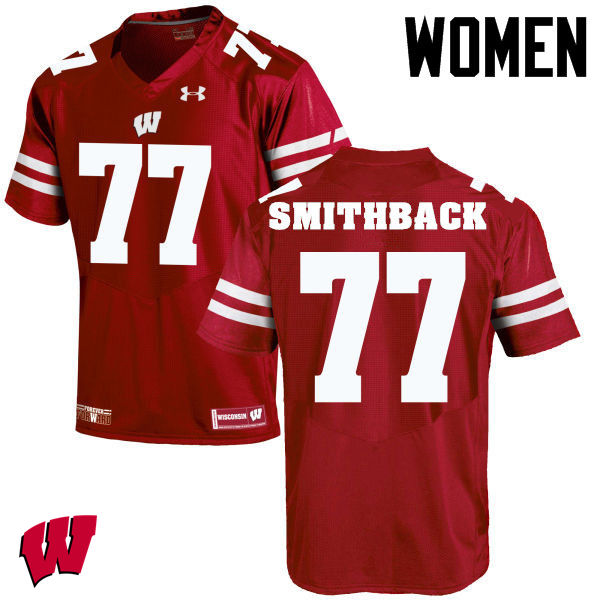Women Winsconsin Badgers #77 Blake Smithback College Football Jerseys-Red - Click Image to Close